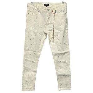 DKNY Girls Silver Speckled Distressed White Denim Jeans Tween Girls Size 14